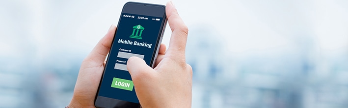 close up of the login screen of a mobile banking app