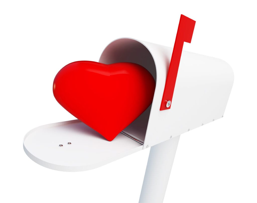 Graphic of a heart in an open mailbox