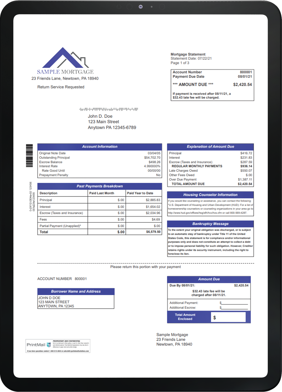 ipad with mortgage statement