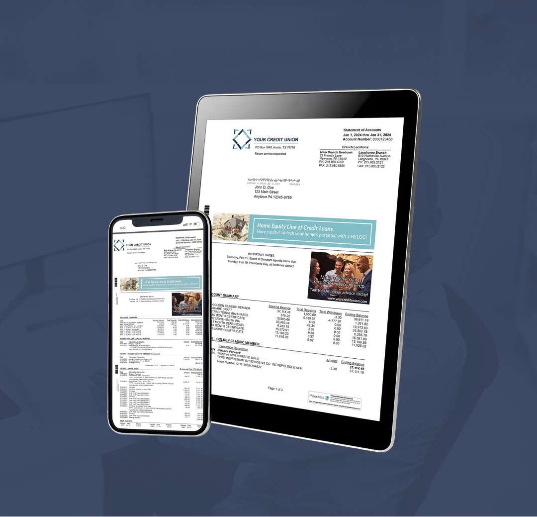 credit union statements on ipad and phone